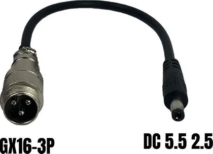 GX16-3P male to DC 5.5 2.5mm female adapter