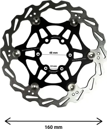 160 mm floating brake disc with 48 mm bolt circle (2 colors)