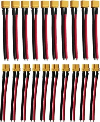 XT60 Connector Pack with Cables 10 Male + 10 Female