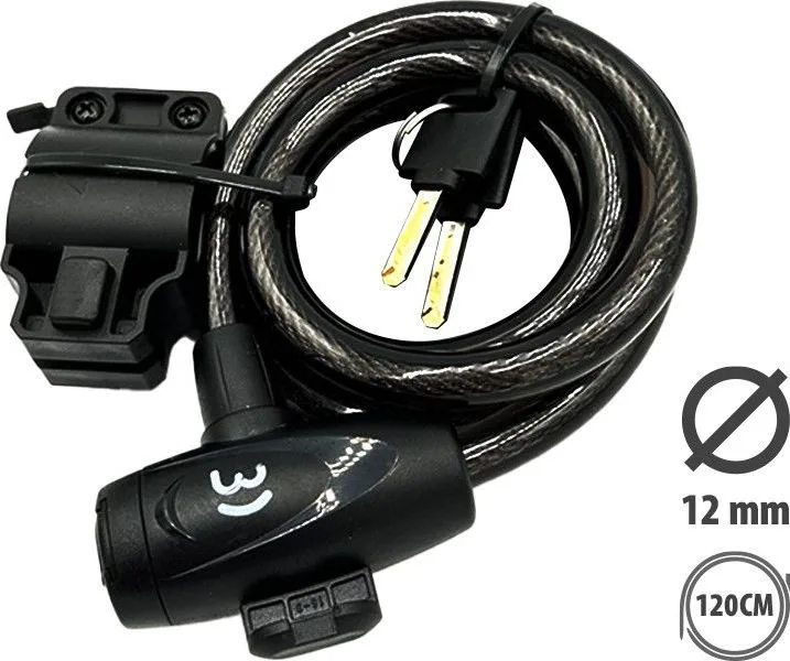 12mm diameter lock 1.2m long with keys + bracket