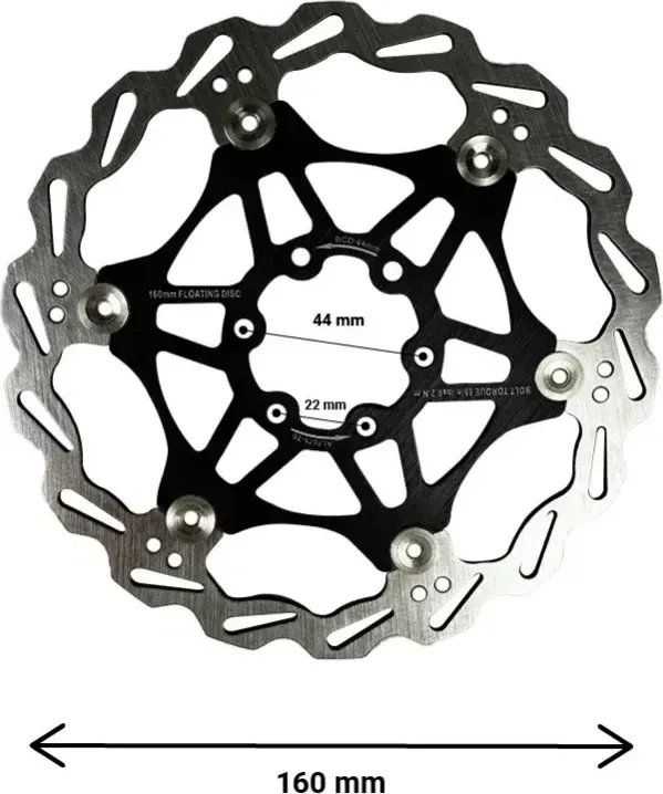 160mm floating brake disc with 44mm bolt circle (2 colors)