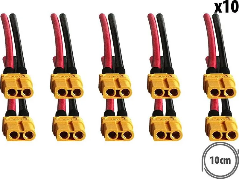 Female XT60 Connectors with 10cm Cable x10 pcs