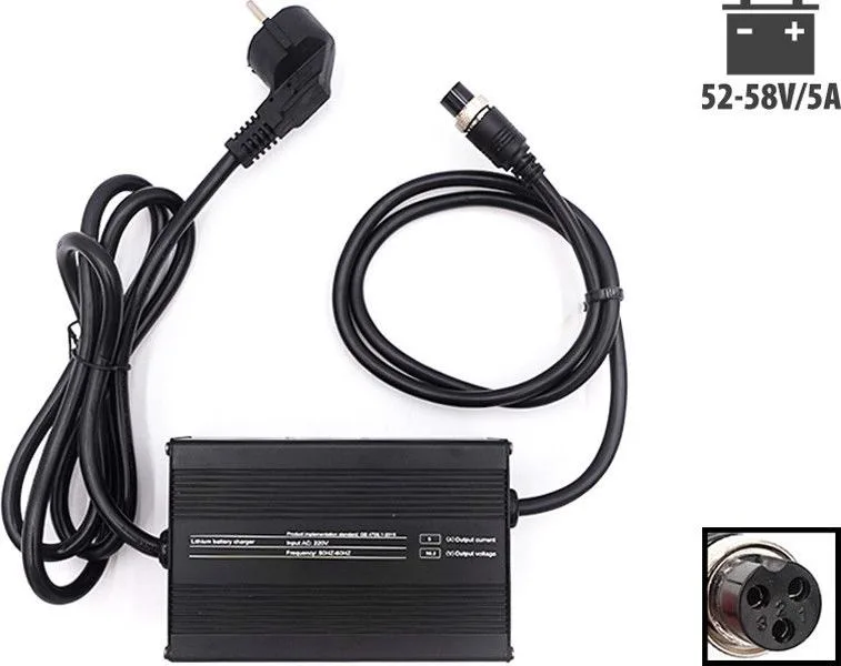 52V-58V 5A rapid charger, GX16 socket