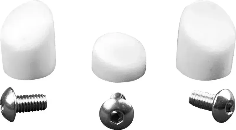 White mudguard caps and 3 stainless steel screws for Xiaomi M365 & Pro