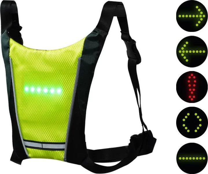 Yellow LED warning waistcoat with remote control