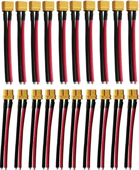 XT60 Connector Pack with Cables 10 Male + 10 Female